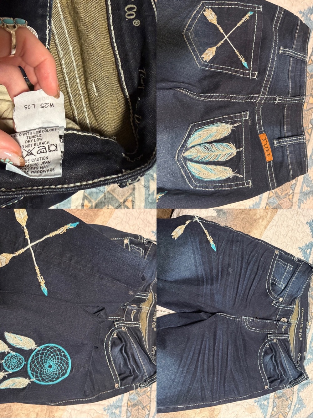 Women’s Dark Blue Embroidered Dreamcatcher Jeans -